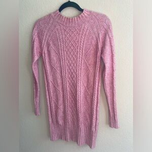 Y by SRM super soft pink wool and cotton mock neck sweater tunic dress, XS